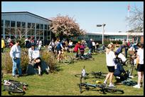 MA, Martha's Vineyard, Bicyclists getting reddy