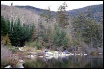 NH, Hikers at Lonesome Lake