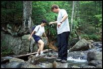 NH, Elisa and Fabio crossing a Stream